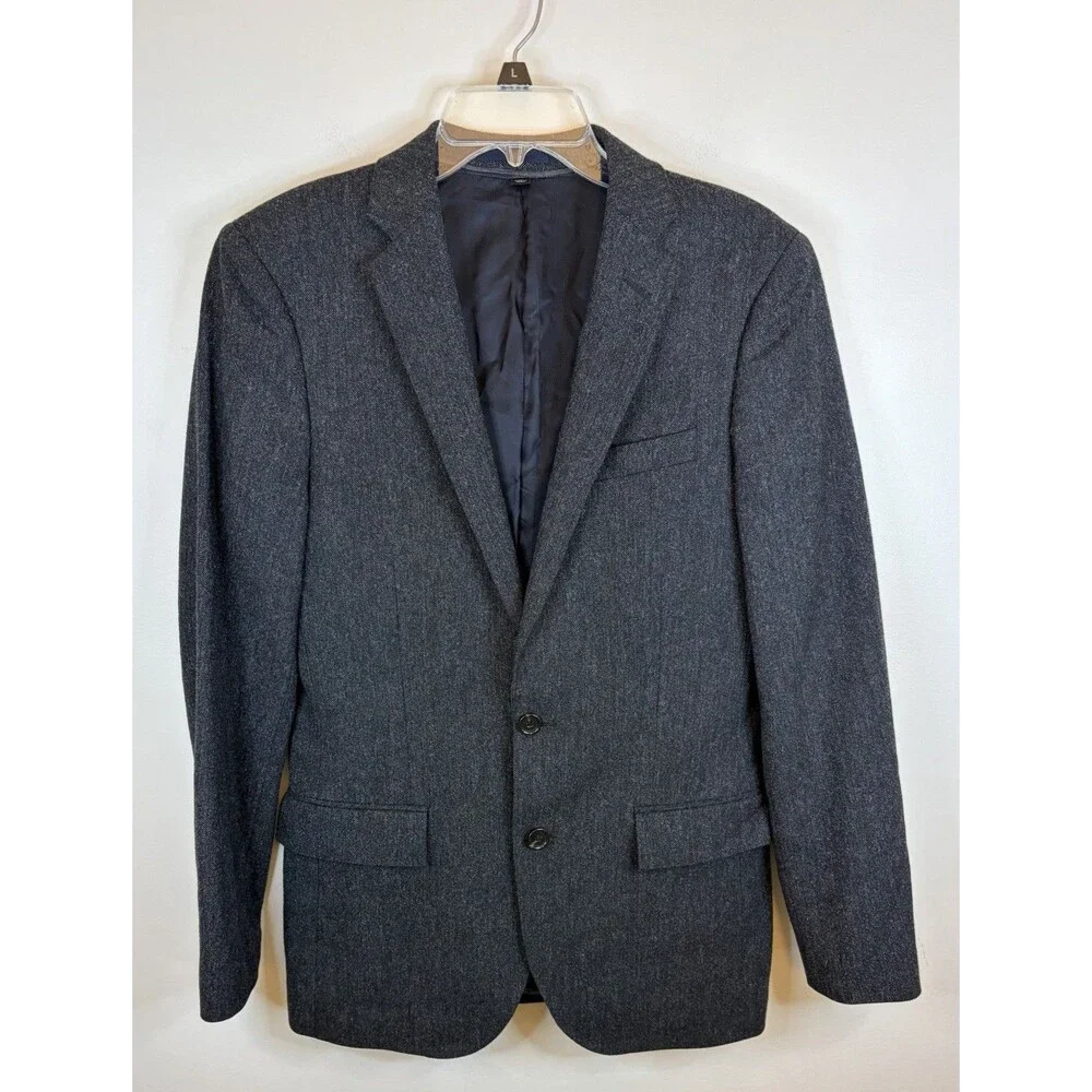 J CREW Ludlow Moon Blazer Men 36R English Wool Tweed Charcoal Gray Career Preppy